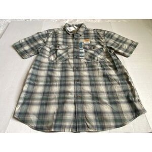 Carhartt Force Mens Sz L Rugged Flex Relaxed Fit Button Front Plaid Shirt NWT